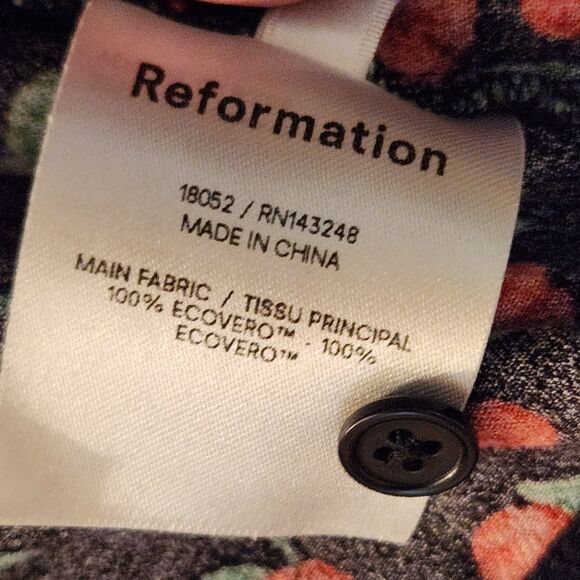 Reformation Bedford Long Sleeve Dress Cherry Print, Fruit, Retro, Vintage Sz L - Picture 12 of 12